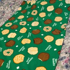 Girl Scouts Cookie Patterned Green fleece material